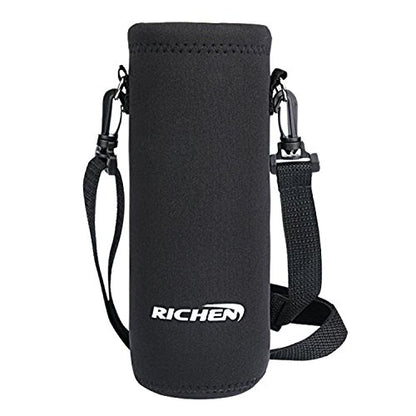Neoprene Water Bottle Carrier Bag with Adjustable Shoulder Strap,Insulated Water Bottle Cover for Stainless Steel/Glass/Plastic Bottles - color: Black, size: 750ml