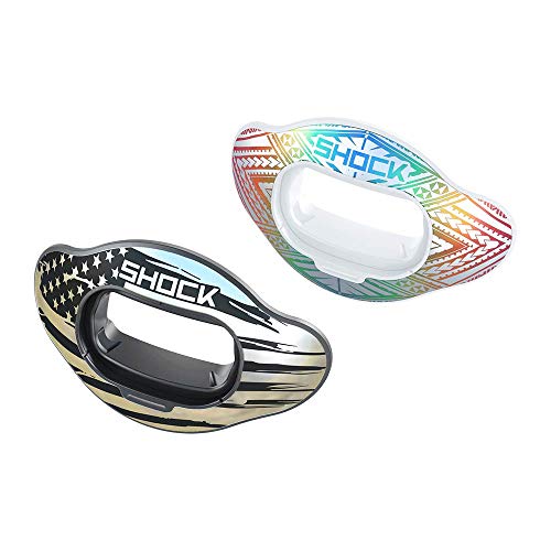 Shock Doctor Interchange Shield for Lip Guard - Mouthpiece NOT Included - for Football | Swap Lip Guard Shield Design. Single or Double Pack. - style: Pack - Tribal/Black Flag