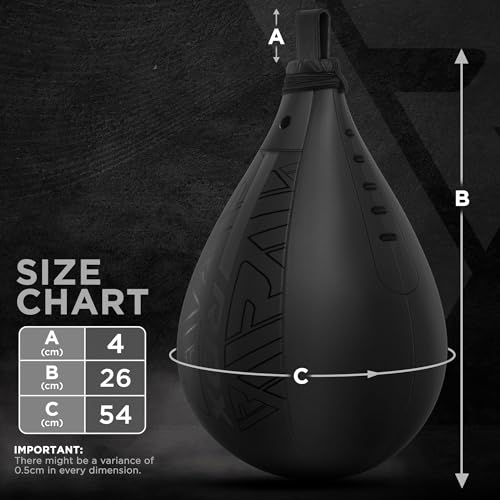 RDX Speed Bag Boxing Ball, Maya Hide Leather Dodge Striking Target with Additional Bladder, MMA Muay Thai Punching Workout Kicking Martial Arts Training Home Gym Exercise Speedball - color: BLACK, size: Speed Bag without Swivel
