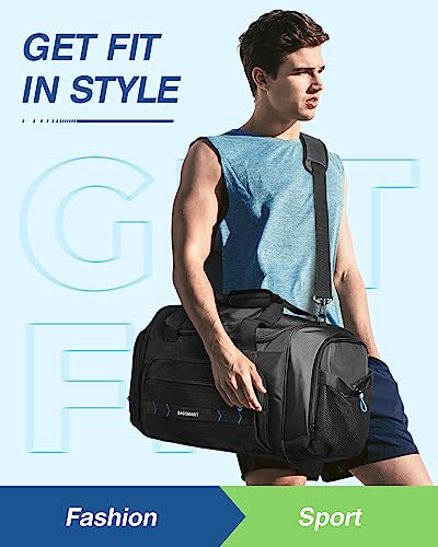 BAGSMART 4-in-1 Gym Bag for Women Men, TSA Duffle Bag for Travel | With Shoe Compartment & Wet Pocket, 22L/30L/38L Tactical Backpack with 40oz Water Bottle Holder, Lightweight, Water-resistant - color: Black