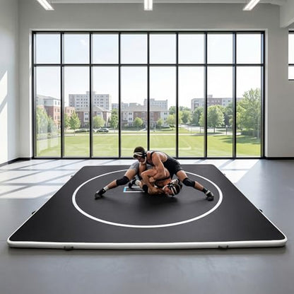Inflatable Wrestling Mat 10FT / 13FT x 4IN, PVC Portable Wrestling Mats for Home, 4" Thick Jiu Jitsu Mats with Circles for Wrestling, Martial Arts, Jitsu, BJJ, Boxing, MMA, Judo Indoor Outdoor Use - size: 10FT*10FT*4IN