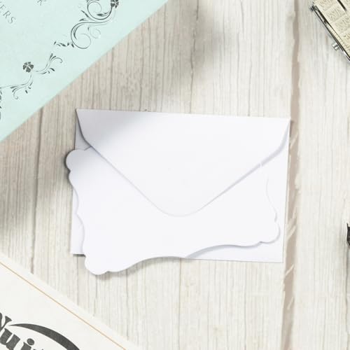 100 Pack Mini Envelopes with Blank Note Cards, White | 4 x 2.7 Inches, Self-Adhesive, Small Business Card Size - color: White-White