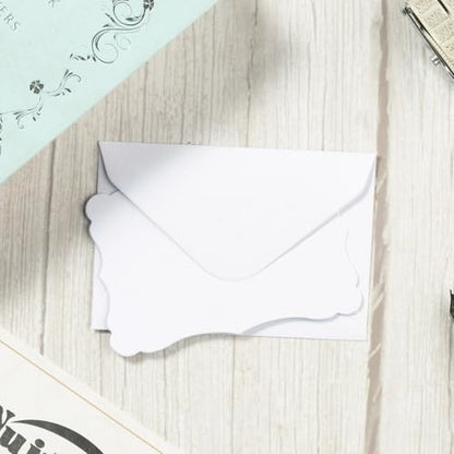 100 Pack Mini Envelopes with Blank Note Cards, White | 4 x 2.7 Inches, Self-Adhesive, Small Business Card Size - color: White-White