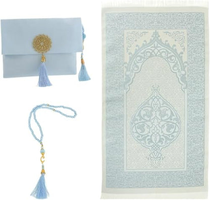 Premium Area Rug for Islamic Prayers - Muslim Prayer Mat and Rug for Men with Arabic Gifts - Traditional Islamic Prayer Rug Islam - سجادة صلاة Included - color: Blue