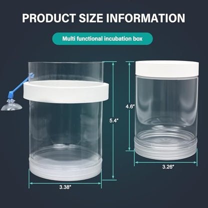 Floating & Mountable Breeding Box – Safe Fry Nursery, Fish Isolation Tank (3.38”x3.38”x5.4”) (1 Set)