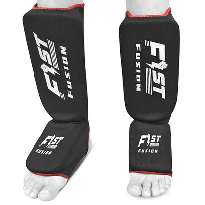 Muay Thai Shin in Step, Kickboxing MMA Boxing Training Elasticated Breathable Leg Foot Guard Socks Pair - color: Black, size: X-Large