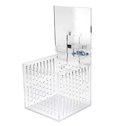 Aquarium Fish Tank Isolation Box Transparent Acrylic Multifunctional Adjustable Height for Open Fish Tanks or Fish Tanks with Pull Bar Size 10.5x10.5x10.5 cm Includes Bracket