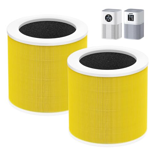 HQSC-50 Replacement Filter Compatible with VEWIOR Air Purifier A1, HQSC-50, HQKJ-80, AMEIFU AP01W, KOIOS HQKJ-50, Tailulu HQZZ-60, 3-in-1 H13 True HEPA Air Cleaner Filter for Pet Hair Smell 2 Pack - color: 2Pack-Yellow Pet Filter