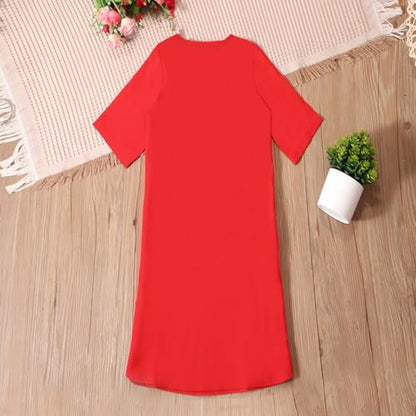 Kids Muslim Short Sleeve Thobe Islamic Boys Lace Embroidery Kaftan Thobes Toddler Soft Abaya Prayer Pullover Clothes - color: Red, size: 3-4T