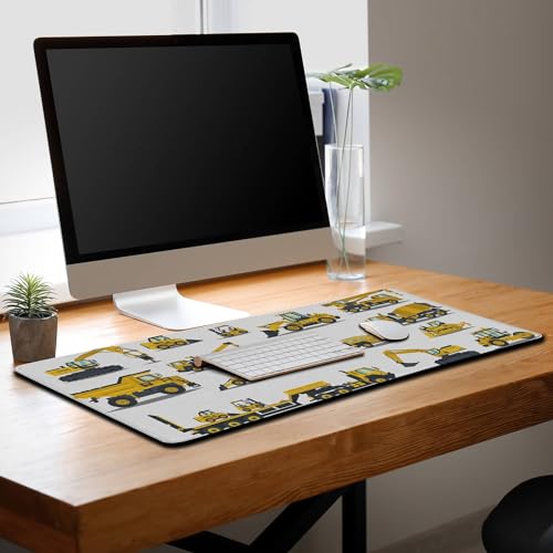 Big Mouse Pad Yellow, Keyboard Mouse Pads Computer Mats, Big Gaming Mouse Pad Waterproof Non-Slip Rubber Base, 35.4 X 15.7 inch for Work/Game/Office/Home Large Construction Equipment - color: Large Construction Equipment