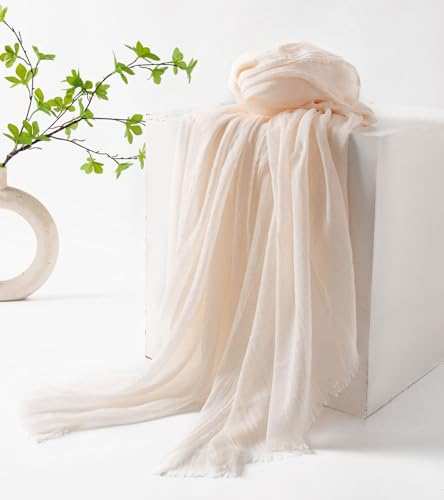 Women Summer Scarfs Large Long Lightweight Linen Beach Gauze Shawl Wrap 75”×40” - color: Milky White