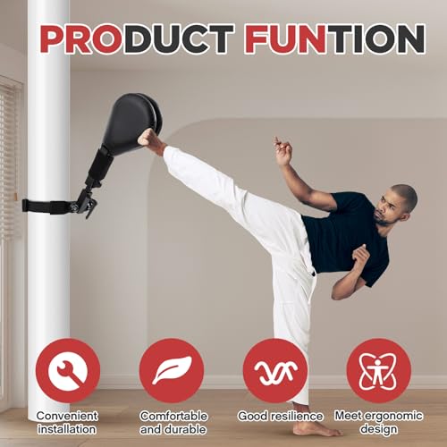 Seenelling Taekwondo Kick Pads Boxing Pads Taekwondo Karate Sparring Gear Boxing Paddles Kicking Targets Martial Arts Training Equipment with Mounting Bracket for Youth Men - color: Black, size: 1 Kicking Target
