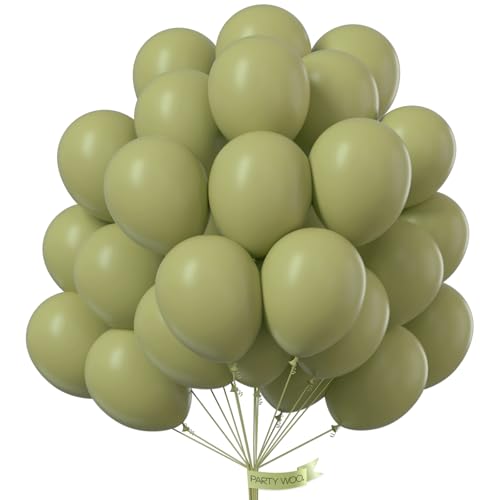 PartyWoo Sage Green Balloons 50pcs Olive Eucalyptus Green Color - color: Green-f11, size: 12 Inch