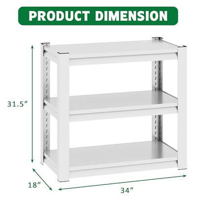 20-30 Gallon Fish Tank Stand - Metal Aquarium Stand, 34 "W x 18 "D x 31"H Adjustable Heavy Duty Reptile Tank Stand, Adjustable 3-Tier Fish Tank Rack Shelf for Home Office, Tank Not Included (White) - color: White