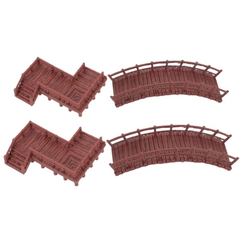 Toyvian 4pcs Miniature Fairy Garden Bridge Set for Fish Tank and Terrarium Decor – Z-Shaped Staircase and Small Arch Bridge, Plastic Micro Landscape Statues for Aquarium and Turtle Tank