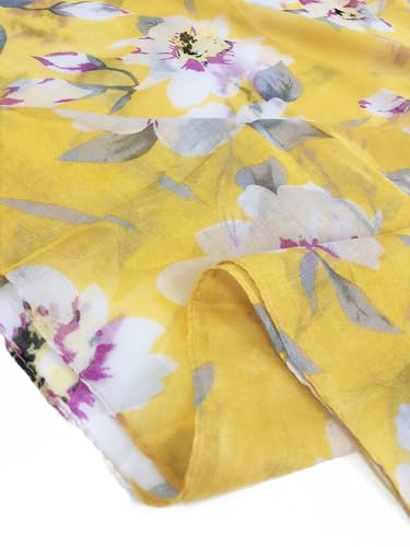 GERINLY Lightweight Scarves Fashion Print Cotton Feel Scarf for Women Shawl - color: Yellow