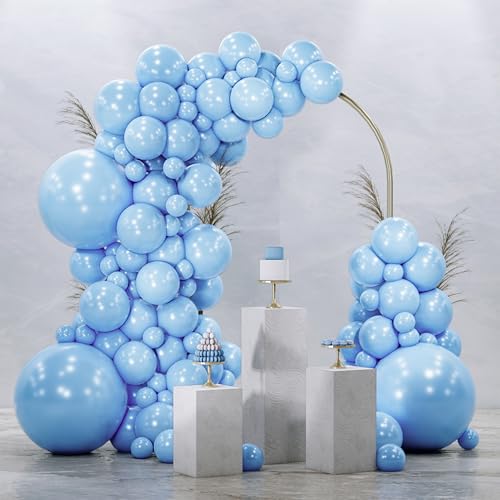 PartyWoo Light Blue Balloons 128pcs Different Sizes of 18 12 10 5 Inch Baby Pastel Sky Aqua Blue Balloon Arch Kit Garland for Birthday Gender Reveal Baby Shower Graduation Party Decorations Blue-Y4 - color: Blue-y4
