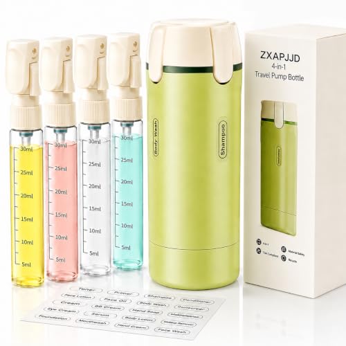 4-in-1 Travel Dispenser Bottle, TSA Approved Leakproof Set(Green) - color: green