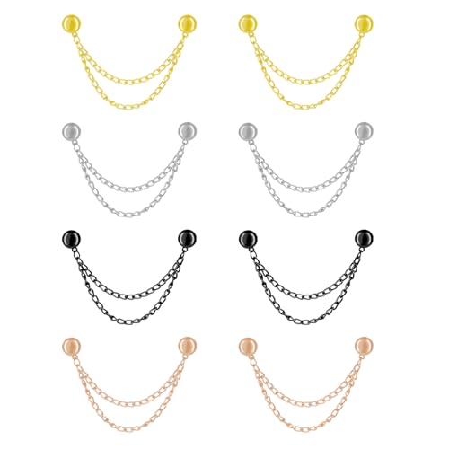 8 PCS Magnetic Clothing Clips with Chain, Multi-use Metal Magnetic Clips for Hem Fixing, Hijab, Pants, Shirts, T-Shirt Shortening, Adjustable Clothing Cinch Clip (Round Style)