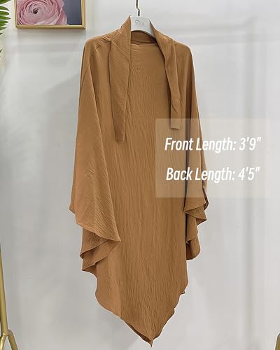 Muslim Prayer Abaya Islamic Women's Khimar Pure Color Hijab Dress Long Sleeve Dubai Kaftan - color: Khakihijab