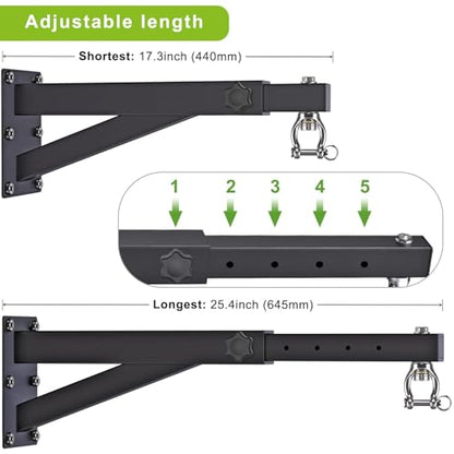 SELEWARE Wall Mount Heavy Bag Hanger Heavy Duty Punching Bag Hanger | 500LB Capacity Adjustable 360° Swivel Heavy Bag Bracket for Home Gym Indoor Outdoor Boxing, Muay Thai and MMA Training - size: B: 17"-25" length (with chain)