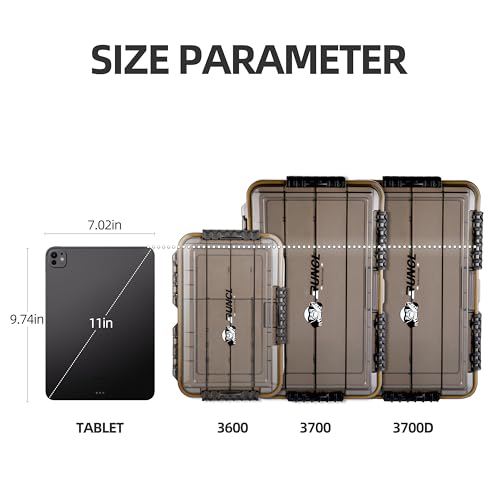 RUNCL Fishing Tackle Box, Waterproof Tray for Jigs Lures, Thicker Floating Tackle Utility Box with Adjustable Dividers, 3600/3700/Large 3700 Size - color: 2PCS 3600