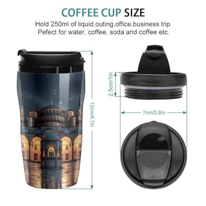 Blue Mosque Islamic Muslim Coffee Mug Double Wall Travel Tumbler Tea Cup for Hot/Ice Drinks 250ml