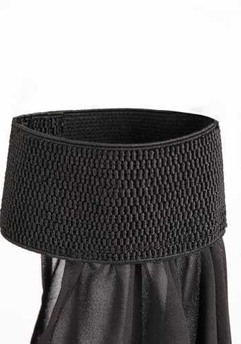 KUOIN Women's Long Flowy Bell Sleeves, Detachable Goth Arm Mesh Gloves for Wedding Party Renaissance Costume Accessories - color: Black Elastic
