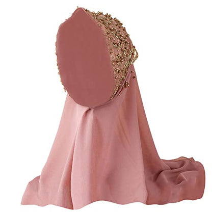 Women Fashion Chiffon Muslim Head Scarf Arabic Hijab Long Scarf Wrap - color: Beading Pink