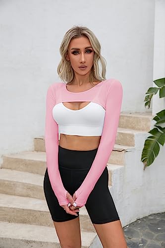 Cooling Shawl Arm Sleeve Sun Protection Women's tops for Golfing,Riding,Driving - color: Pink, size: Small