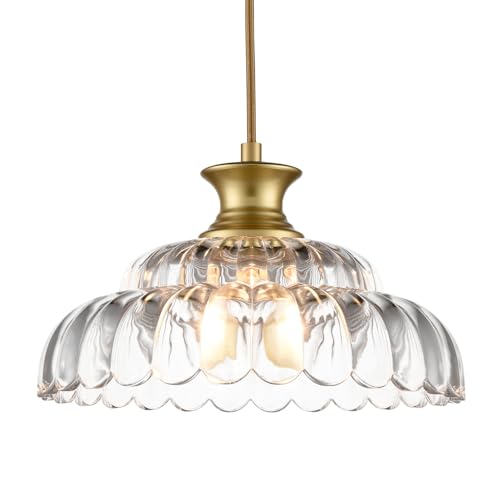 HYDELITE Vintage Gold Clear Glass Pendant Lights Kitchen Island - color: Clear Glass