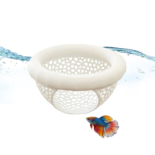 Floating Betta Hammock and Shrimp Feeder, Cave and Hammock, Small Fish Feeding Ring & Resting Spot, Fish Tank Accessories (White) - color: White
