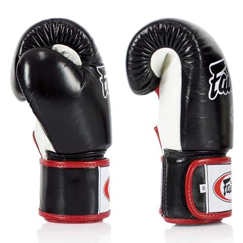 Fairtex BGV1 무에타이 복싱 트레이닝 스파링 장갑 남성, 여성, 아동용 | 프리미엄 품질, 경량 및 충격 흡수 복싱 장갑 - color: 블랙/화이트/레드, size: 14온스