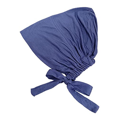 Chiffon Hijab with Undercap Fashion Solid Color Chiffon Head Wraps Under Scarf Caps Muslim Fashion Bandage - color: Blue