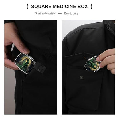 Greek Goddess Square Pill Box Metal 2.2x1.6 Inch,Medicine Storage Case Compact Travel Pill Organizer Pocket Pill Container for Daily Medication Vitamins Pills - color: Greek Goddess