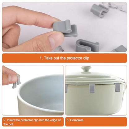 12pcs Silicone Dutch Oven Lid Clips - Flexible Bumper Non-Slip Pan Protectors (gray) - color: gray