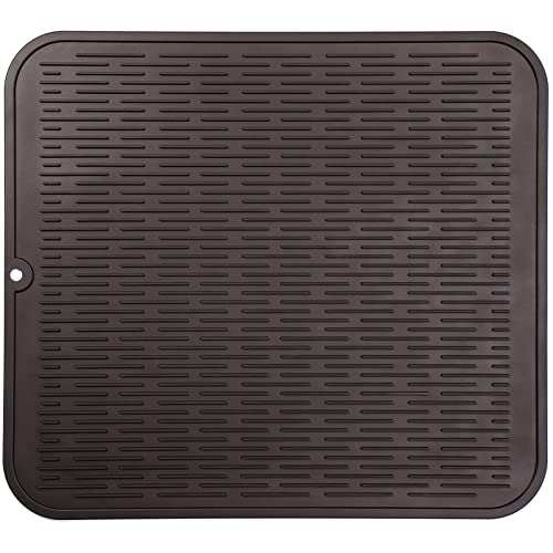 MicoYang Silicone Dish Drying Mat for Multiple Usage,Easy clean,Eco-friendly,Heat-resistant Silicone Mat for Kitchen Counter or Sink,Refrigerator or Drawer Liner Coffee 2XL 24 inches x 18 inches - color: Coffee, size: 24"L x 18"W