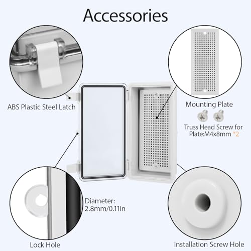 ABS Plastic Dustproof Waterproof IP65 Junction Box Hinged Shell Universal Electrical Project Enclosure Gray, with PC Transparent Clear Cover 7.9 x 3.9 x 2.8 inch (200 x 100 x 70mm) - size: 7.9" x 3.9" x 2.7" (1pc)