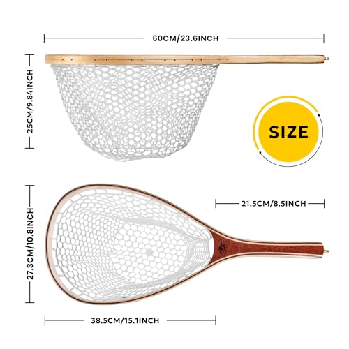 SF Fly Fishing Landing Net Soft Rubber Mesh Trout Net Catch and Release Net - style: Round Head Combo C