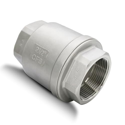 2-1/2" NPT Stainless Steel Spring Check Valve, WOG1000 NPT Thread unleaded In-Line Vertical Check Valve Non Return One Way Counterflow to Prevent the Medium Backflow for Oil Water Gas Air DN65 - size: 2-1/2"-NPT
