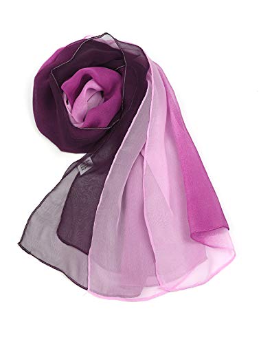 uxcell Women'sChiffon Sheer Long Scarf Silky Gradient Party - color: Purple