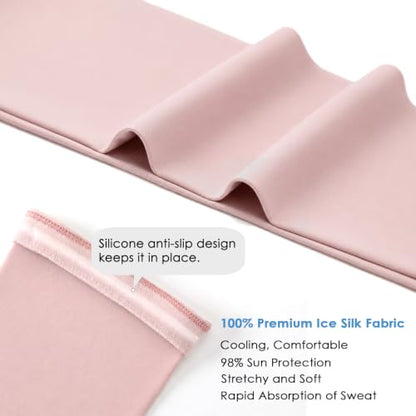 Achiou Cooling Ice Silk Arm Sleeves, Summer UV Sun Protection Compression Sleeves UPF 50+ for Women Volleyball Youth Sports - color: 2 Pairs: 1pair Black,1 Pair Pink