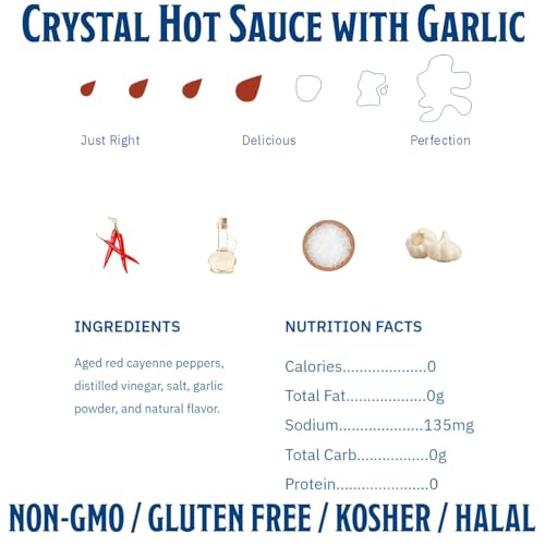 Crystal Hot Sauce Gift Box - Authentic New Orleans Louisiana Sauce Set for Gifts Parties Kitchen Essentials - Creole Apron, 12oz Original and Garlic Hot Sauce, 6oz Extra Hot Sauce, Gluten-Free No MSG