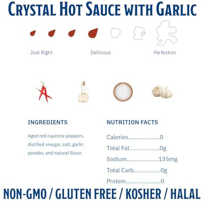 Crystal Hot Sauce Gift Box - Authentic New Orleans Louisiana Sauce Set for Gifts Parties Kitchen Essentials - Creole Apron, 12oz Original and Garlic Hot Sauce, 6oz Extra Hot Sauce, Gluten-Free No MSG