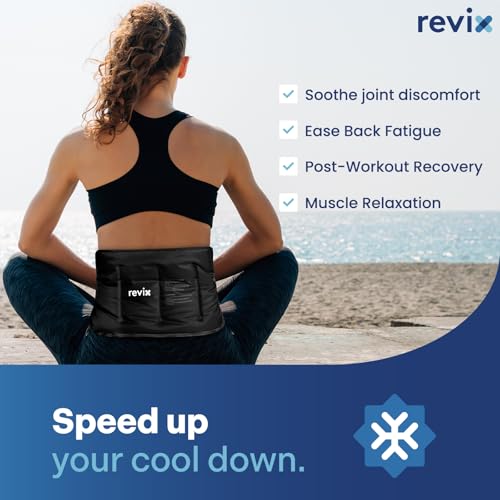 REVIX Ice Pack for Injuries Reusable Gel for Lower Back & Shoulder, Black | 16x9in Full Coverage for Lower Back, Shoulder, Hip & Knee, Cold Compress Therapy, Hands-free Strap, Long-lasting Gel - style: Black-Pack 1