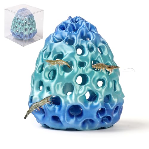 Shrimp Cave, Shrimp Hides for Aquarium, Betta Fish Hideout with Suction Cup Tank Accessories for Fish Tank Decor, Hiding & Resting, Betta Fish Habitat Tank Ornament Accessories - color: Blue-green Gradient
