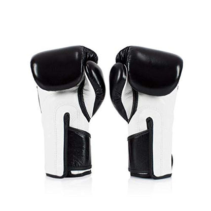 Fairtex BGV6 Angular Boxing Gloves, Locked Thumb Muay Thai MMA Kickboxing | Premium synthetic body with triple-layer foam padding. Joint protection and firm wrist support safeguard hands on heavy bags - color: Black/White, size: 14oz