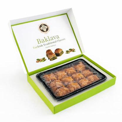 Meşhur Safranbolu Lokumcusu Turkish Pistachio Baklava Pastry 14.11 oz (400g) – Authentic Turkish Desserts, Halal Gourmet Sweets Gift Box
