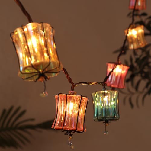 TWINKVILLA Outdoor String Lights Plug in with 10 Incandescent Bulbs, Multicolor Patio Lights Connectable Weatherproof Decorative Lantern String Lights for Gazebo Porch Bedroom Cottagecore Decor - color: Multicolor Prism