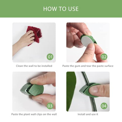 Plant Clips for Climbing Plants（40 Pack）, Self-Adhesive Fixer, Plant Climbing Wall Fixture Clips for Supporting Stems Grow Upright, Vines Traction, Cable Wire Fixing